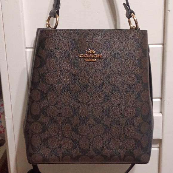 Coach Handbags - Coach Dark Brown Signature Shoulder Bag